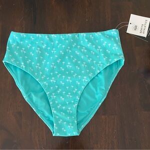 Senita high rise aqua palm swim bottoms NWT